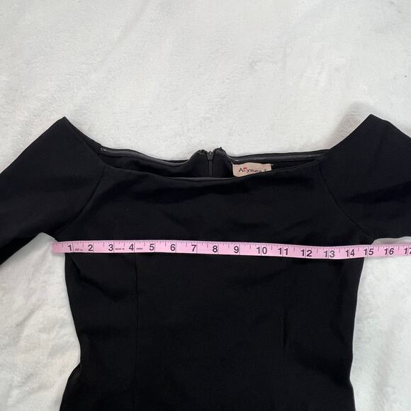 Vintage Alythea Off-The-Shoulder Black Bodycon Dress Medium - Picture 5 of 10